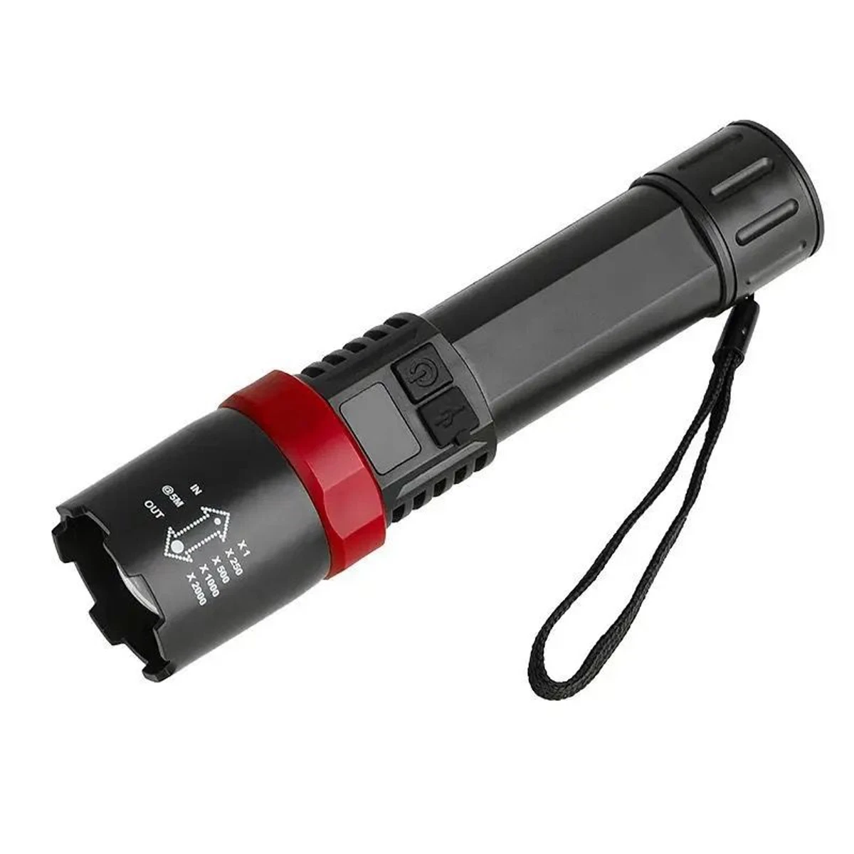 USB Rechargeable Digital Power Display White Laser Flashlight